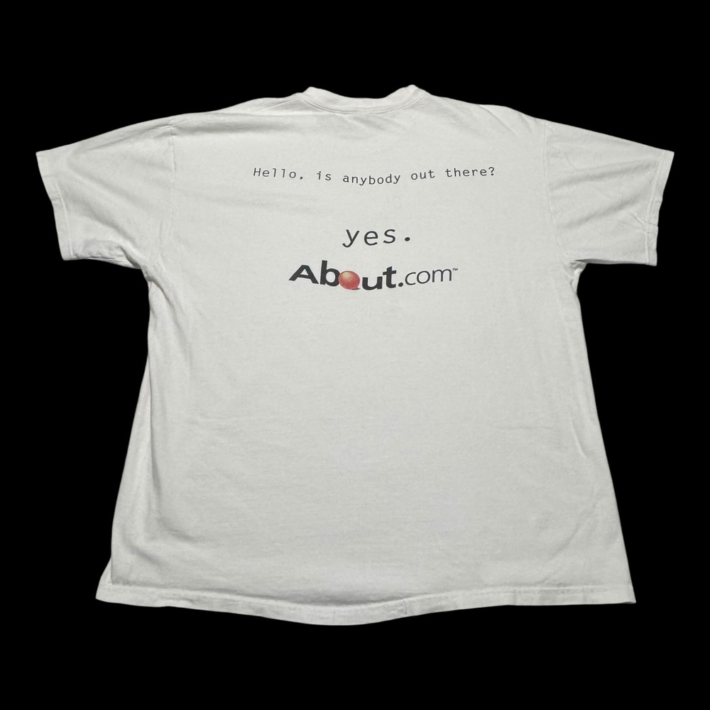 Vintage 90s Hanes About.Com‎ Is Anybody Out There? White Shirt Men's XL
